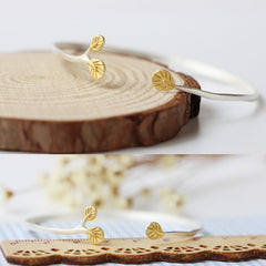 Simple Hollow Leaf Branch Opening Bracelet