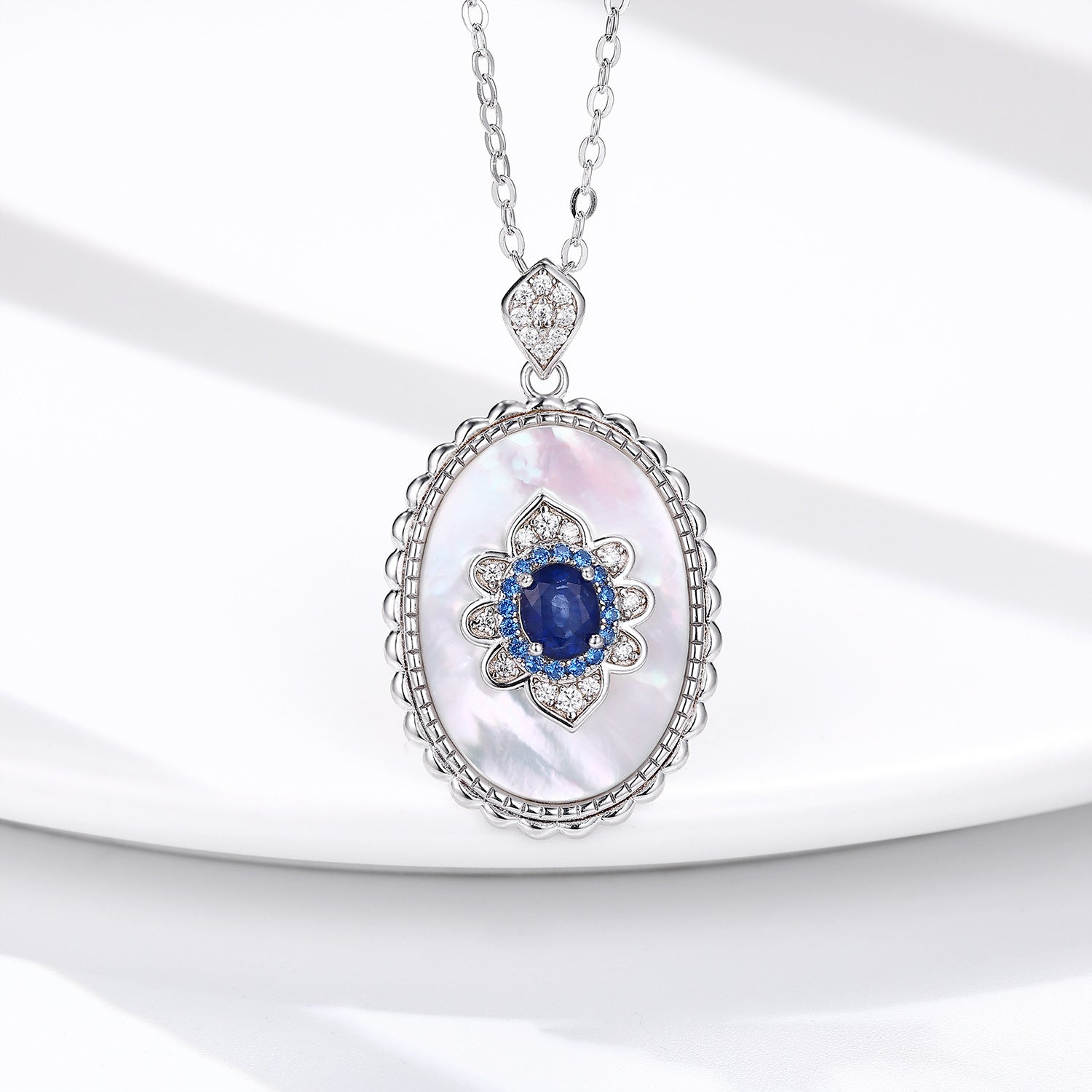 Sapphire Diamond Pendant 925 Sterling Silver Party Wedding Pendants Chain Necklace For Women Charm Jewelry - FASHIONKULTUR