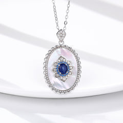 Sapphire Diamond Pendant 925 Sterling Silver Party Wedding Pendants Chain Necklace For Women Charm Jewelry - FASHIONKULTUR