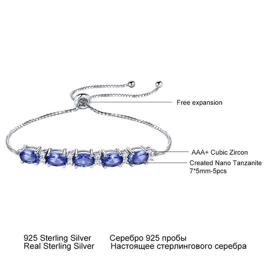 Bracelets For Women Gemstone Blue Topaz Adjustable Chain Link Bracelet Christmas Jewelry - FASHIONKULTUR