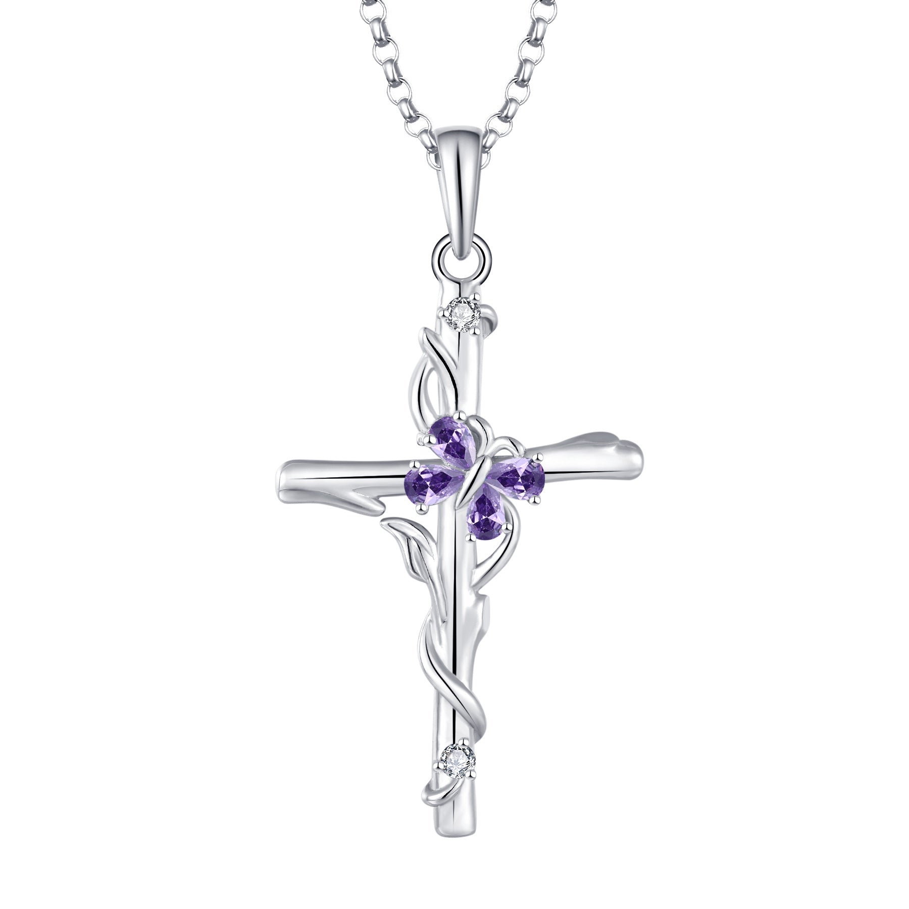 Cross Necklace Sterling Silver Women S925 Silver Pendant Silver Jewellery Zircon Jewellery - FASHIONKULTUR