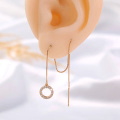 Gold Circle Long Tassel Ear Wire - FASHIONKULTUR