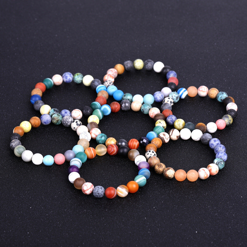 Solar System Eight Stone Planet Bracelet Planets Natural Stone Mala Bead Strand Bracelet For Men Women Handmade Universe Solar Chakra Bracelet Jewelry - FASHIONKULTUR