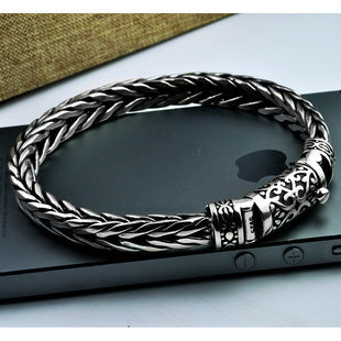 S925 Silver Handmade Woven Keel Bracelet For Men - FASHIONKULTUR