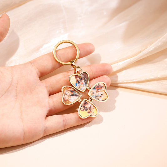 Three Dimensional Peach Heart Folding Jewelry keychain