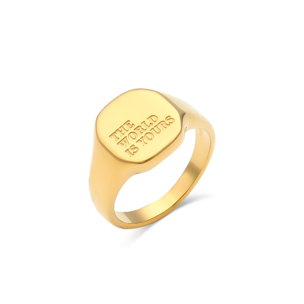 18K Gold Plated Jewelry With English Letter Ring - FASHIONKULTUR