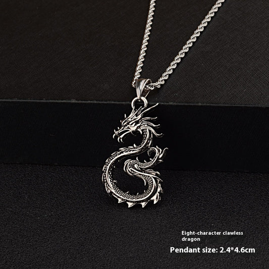 Fashion Jewelry Dragon Sword Pendant Necklace Paved Black Color Jewelry For Men Boy Christmas Gifts