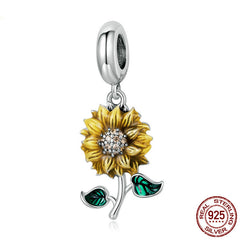 Sunflower Silver Bracelet Pendant Shine