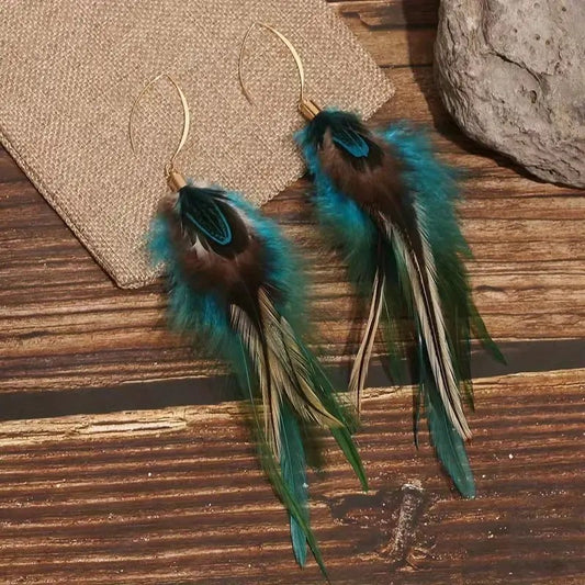 Ethnic Feather Earrings Long Retro - FASHIONKULTUR