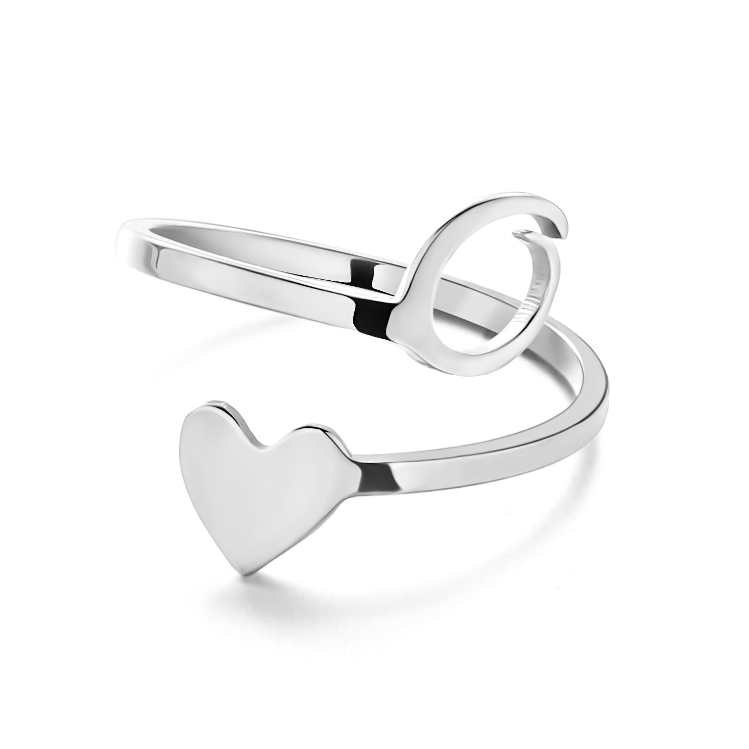 Simple Letter Three-dimensional Loving Heart With Opening Adjustable Ring - FASHIONKULTUR