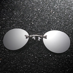 Frameless Clip-nose Round Clip-on Glasses Retro Mini Clip-nose Sunglasses - FASHIONKULTUR