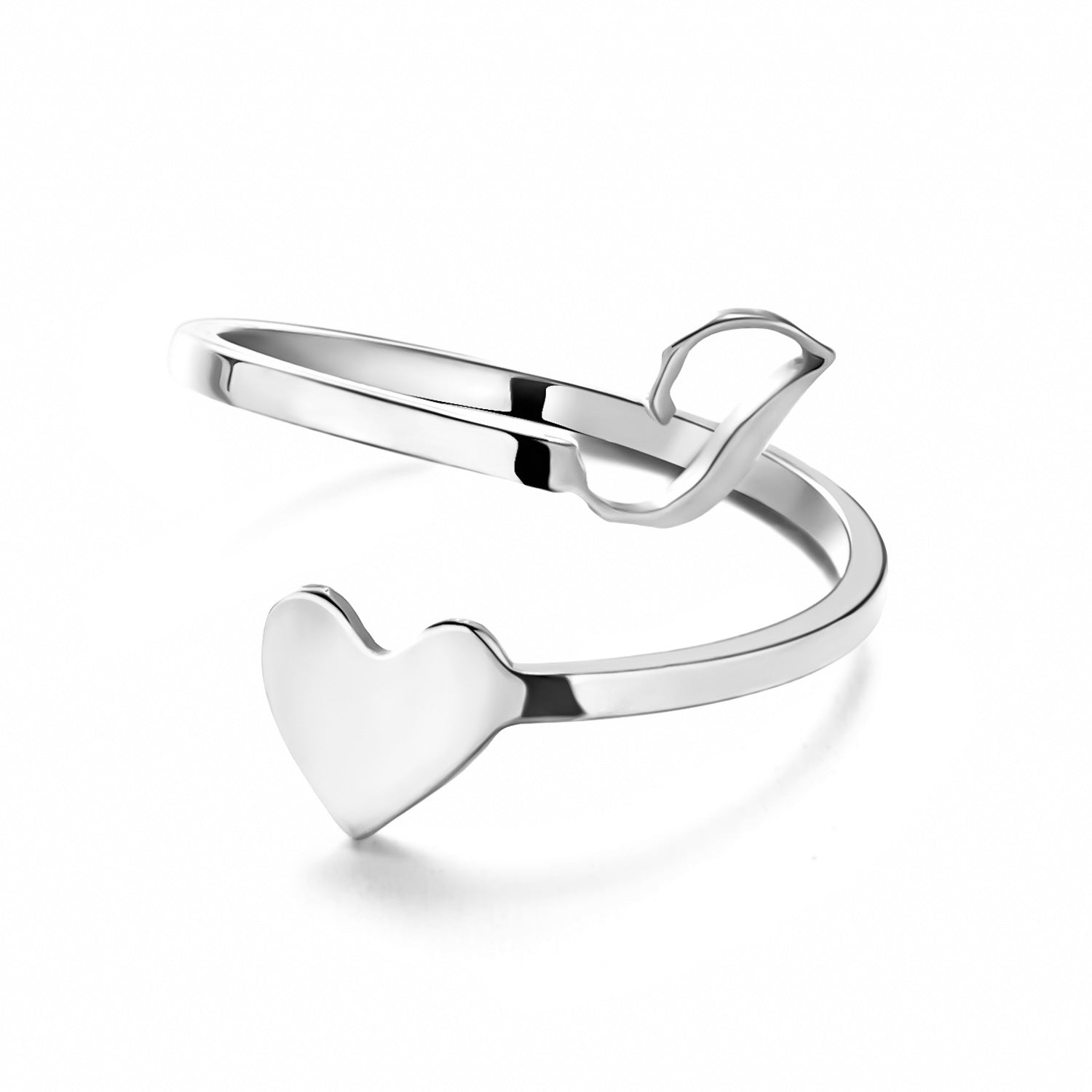 Simple Letter Three-dimensional Loving Heart With Opening Adjustable Ring - FASHIONKULTUR