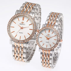 Men's And Women's Simple Casual Quartz Watch With Steel Strap And Diamond