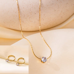 Stainless Steel Necklace Earrings Women's Jewelry Suit