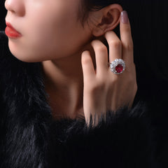 Shipei Jewelry New 925 Sterling Silver Inlaid 5 Karat Egg-shaped 1012 High Carbon Rhinestone Ring Luxury Women - FASHIONKULTUR