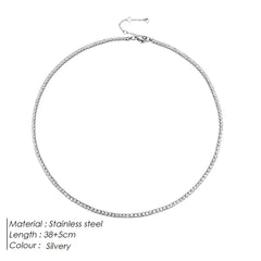 Round Zirconia Tennis Clavicle Necklace