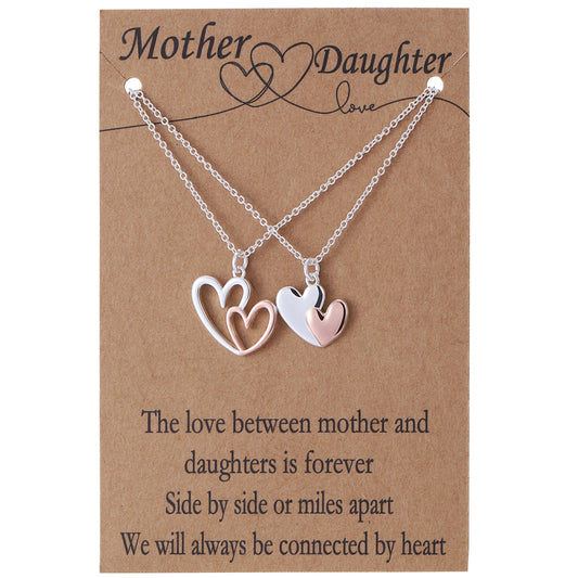 Mother Daughter Friendship Set Love Pendant Two Tone Necklace