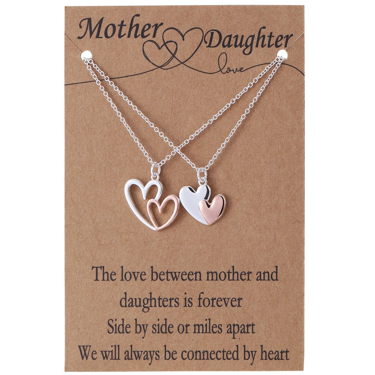 Mother Daughter Friendship Set Love Pendant Two Tone Necklace