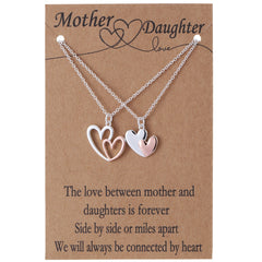 Mother Daughter Friendship Set Love Pendant Two Tone Necklace