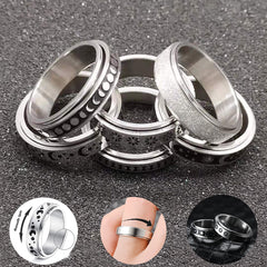 Stainless Steel Rotatable Spinner Ring Moon Stars Relieve Anxiety Rings - FASHIONKULTUR