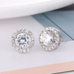 Classic Shining Silver CZ Stud Earrings - FASHIONKULTUR