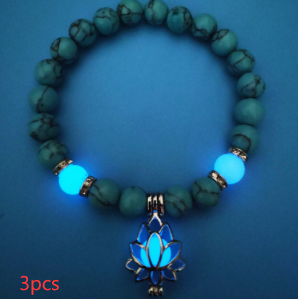 Energy Luminous Lotus Natural Stone Bracelet Yoga Healing Luminous Glow In The Dark Charm Beads Bracelet For Men Women Prayer Buddhism - FASHIONKULTUR