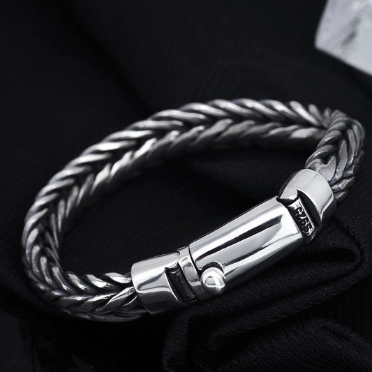 S925 Silver Handmade Woven Keel Bracelet For Men - FASHIONKULTUR