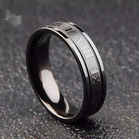 Stainless Steel Straight Edge Roman Digital Ring