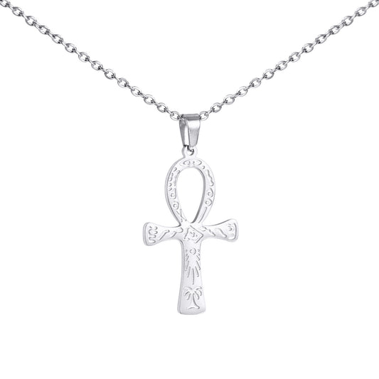 Fashion Simple Trend One-piece Delivery Personalized Corrosion Rune Cross Pendant Stainless Steel Necklace