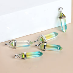 Multicolor Glass Hexagonal Column Pendant