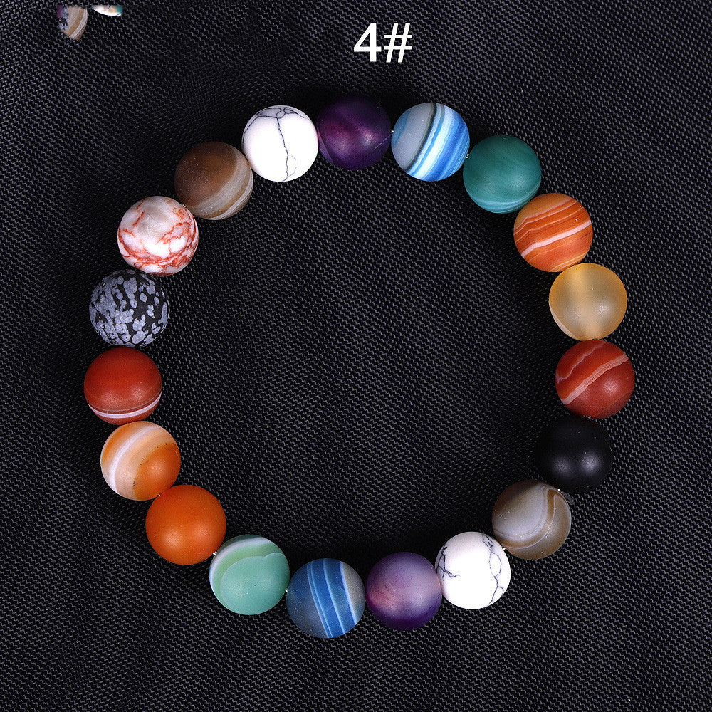 Solar System Eight Stone Planet Bracelet Planets Natural Stone Mala Bead Strand Bracelet For Men Women Handmade Universe Solar Chakra Bracelet Jewelry - FASHIONKULTUR