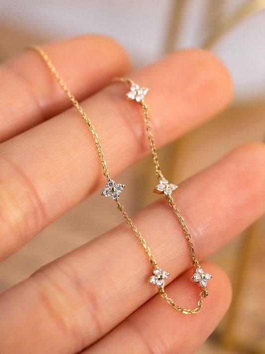 Female S925 Silver Plated 18K Gold Zircon Bracelet - FASHIONKULTUR