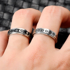 Stainless Steel Rotatable Spinner Ring Moon Stars Relieve Anxiety Rings - FASHIONKULTUR