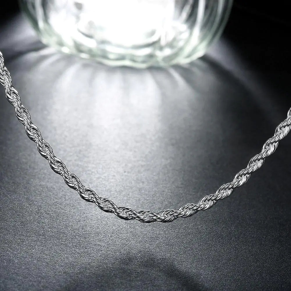 18K White Gold Plated Rope Chain - FASHIONKULTUR