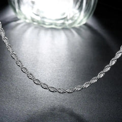 18K White Gold Plated Rope Chain - FASHIONKULTUR