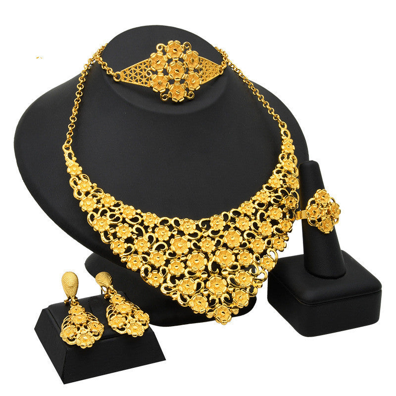 24K Gold-plated Jewelry Suit Indian Middle East Lady - FASHIONKULTUR