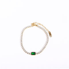 Titanium Steel European And American Tennis Zircon Necklace Emerald Choker - FASHIONKULTUR