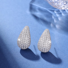 Micro-inlaid Diamond Super Flash Water Drop Ear Studs Light Luxury High-end Sense - FASHIONKULTUR