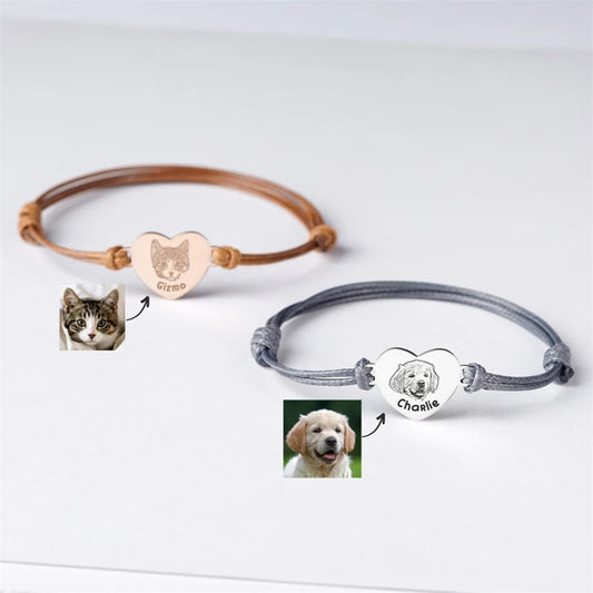 DIY Dogs And Cats Pet Memorial Braided Rope Adjustable Size Custom Bracelet - FASHIONKULTUR