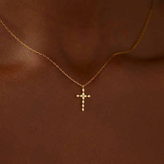 Slim Chain Geometric Necklace Simple Cross Women