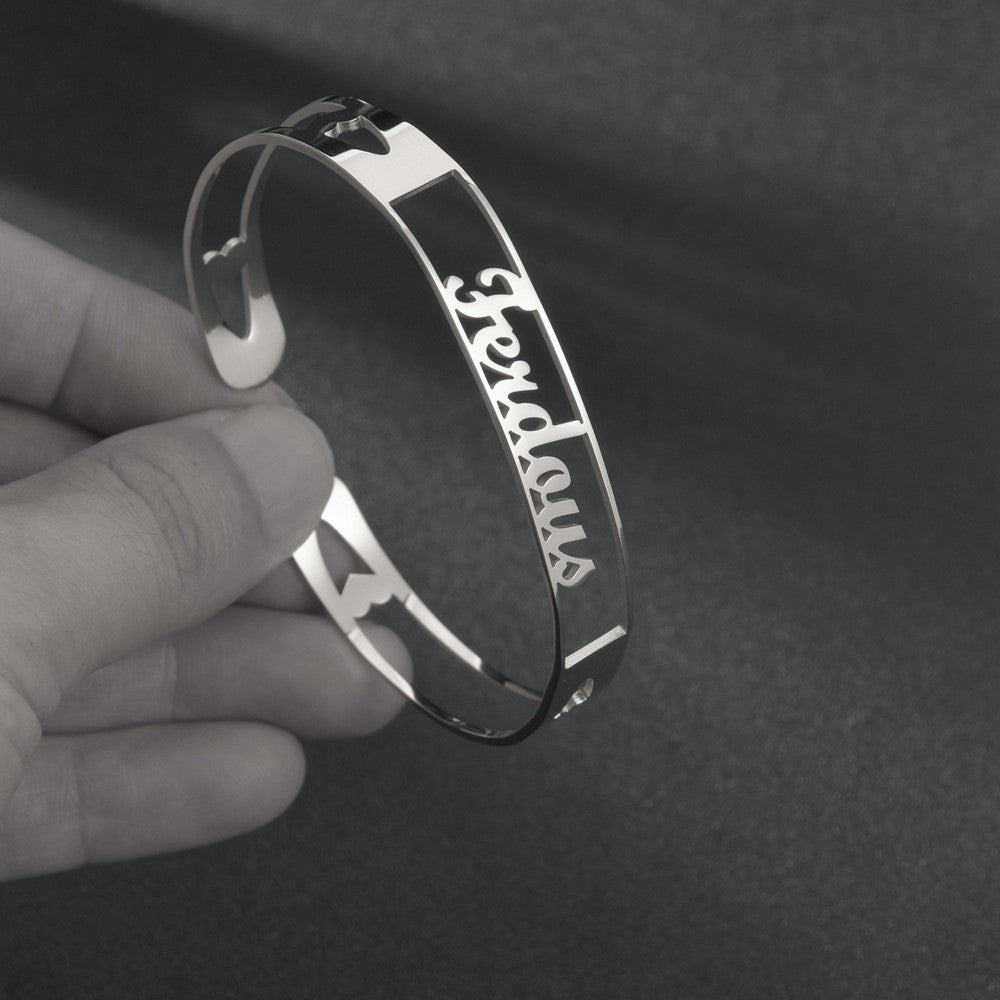 Customized Name Bracelet Personalized Custom Bangles Stainless Steel Jewelry - FASHIONKULTUR