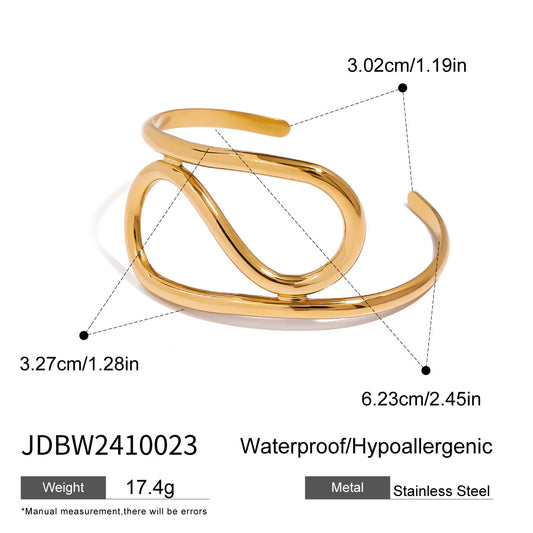 Stainless Steel Glossy Irregular Lines Twisted Open-ended Bracelet Simple