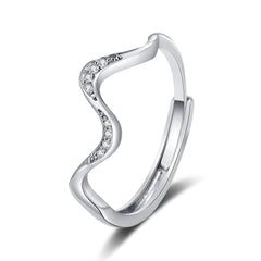 Women's Fashion S925 Silver Simple Wave Ring