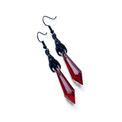 Red And Black Gemstone Pendant Earrings Fashion And Exquisite