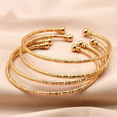 Bridal 24k Gold Plated Bracelet Ornament Women's Wedding Bell Leaf Pendant Bangle Jewellery - FASHIONKULTUR