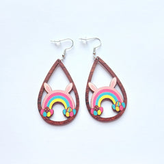 New Revival Water-saving Leopard Pattern Rabbit And Chicken Revival Egg Earrings Easter Decoration Jewelry - FASHIONKULTUR