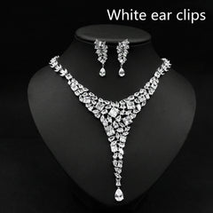 Colorful Zircon Necklace Set Wedding Dress Wedding Earring Accessories - FASHIONKULTUR