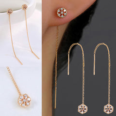 Polygonal Cutout Copper Zircon Pendant Ear Wire - FASHIONKULTUR