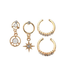 Diamond - Encrusted Octagon - Shaped Clip Earring Set - FASHIONKULTUR