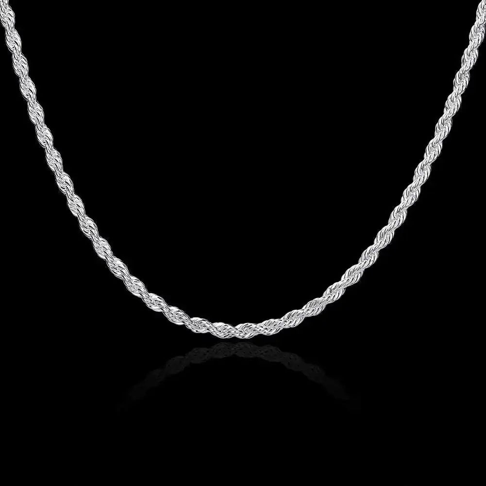 18K White Gold Plated Rope Chain - FASHIONKULTUR